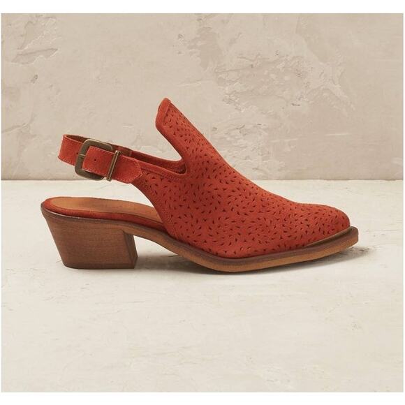 Sixty Seven Perforated Suede Mules 8 Rust Orange Heels Western Sixtyseven - Picture 1 of 8